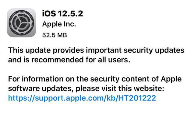 合阳苹果手机维修分享iOS12.5.2发布，建议所有老苹果用户安装 
